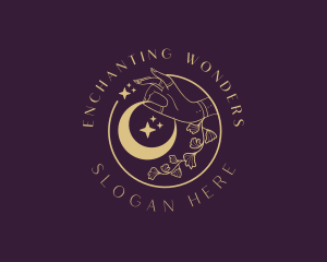 Mystic Floral Hand Moon logo design