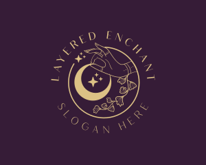 Mystic Floral Hand Moon logo design