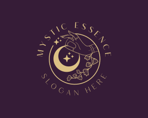 Mystic Floral Hand Moon logo design