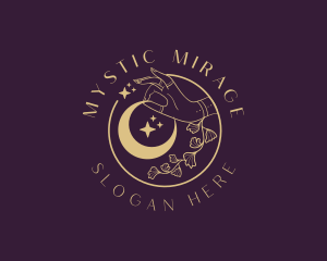 Mystic Floral Hand Moon logo design