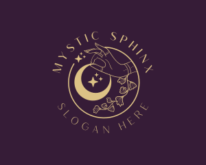 Mystic Floral Hand Moon logo design