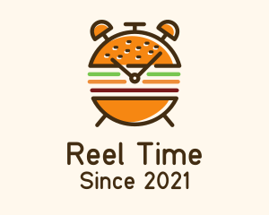 Hamburger Sandwich Clock logo design