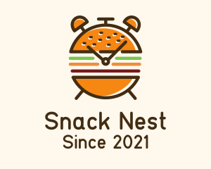 Hamburger Sandwich Clock logo design