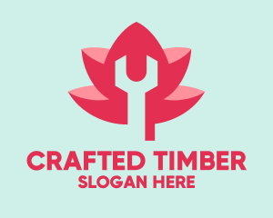 Pink Wrench Flower  logo design