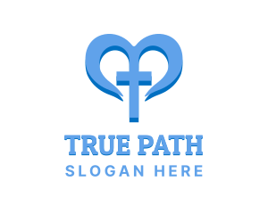 Blue Heart Cross Charity logo design