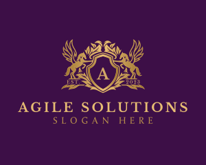 Luxury Stallion Pegasus Shield logo design