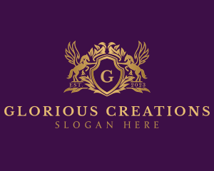 Luxury Stallion Pegasus Shield logo design