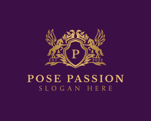 Luxury Stallion Pegasus Shield logo design