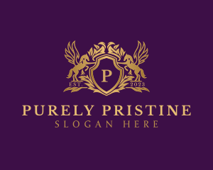 Luxury Stallion Pegasus Shield logo design