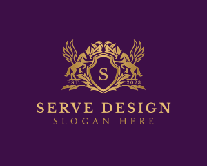 Luxury Stallion Pegasus Shield logo design