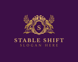 Luxury Stallion Pegasus Shield logo design