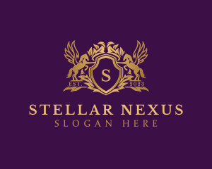 Luxury Stallion Pegasus Shield logo design