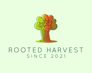 Minimalist Gradient Tree logo design