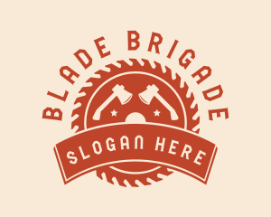 Saw Blade Axe Woodwork logo design