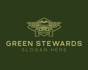 Green Off Road Truck 4WD logo design