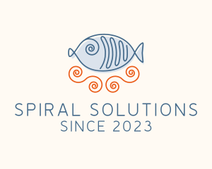 Fish Spiral Doodle logo design