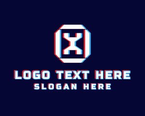 Letter X Futuristic Glitch logo