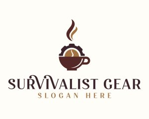 Coffee Cup Cog logo design