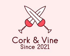 Cross Dagger Wine  logo design