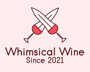 Cross Dagger Wine  logo design