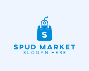 Computer Mouse Shopping Bag logo design