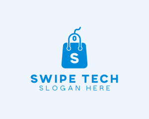 Computer Mouse Shopping Bag logo design