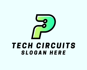 Tech Circuitry Letter P logo