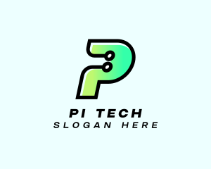 Tech Circuitry Letter P logo design