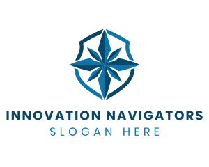 Blue Compass Shield logo design