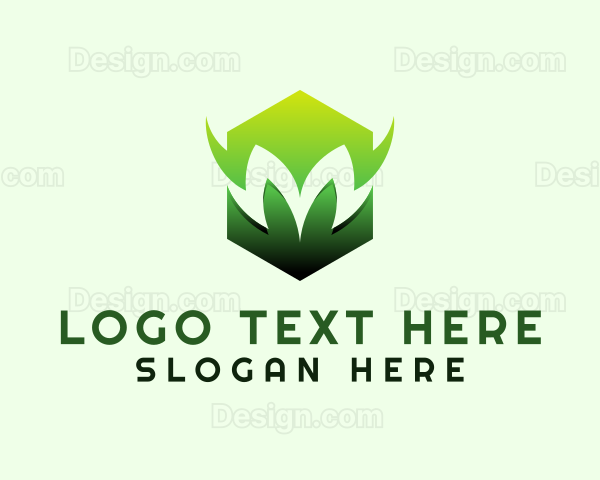 Diamond Leaf Hexagon Letter M Logo