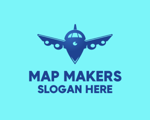 Airplane Location Pin logo design