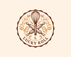 Whisk Baker Rolling Pin logo design