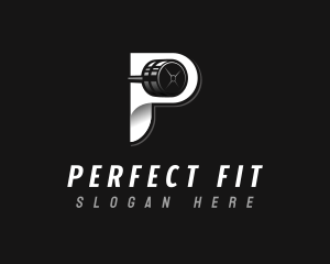 Barbell Fitness Letter P logo design