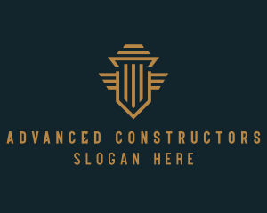 Shield Pillar Wings logo design