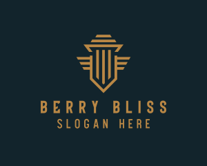 Shield Pillar Wings logo design