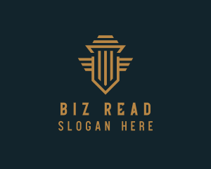 Shield Pillar Wings logo design