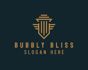 Shield Pillar Wings logo design