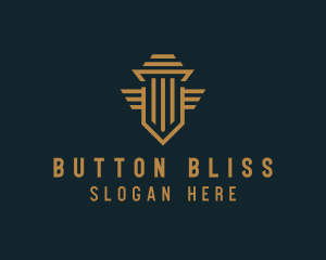 Shield Pillar Wings logo design