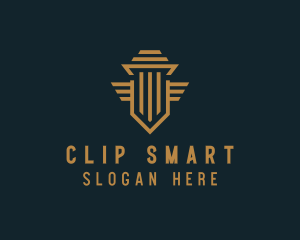 Shield Pillar Wings logo design