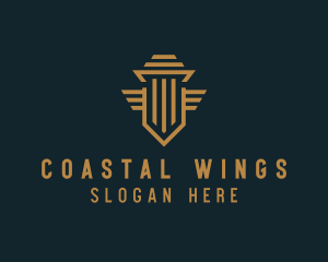 Shield Pillar Wings logo design