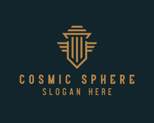 Shield Pillar Wings logo design