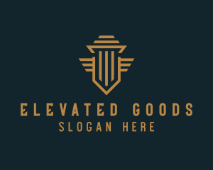 Shield Pillar Wings logo design