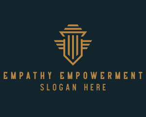 Shield Pillar Wings logo design