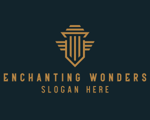 Shield Pillar Wings logo design