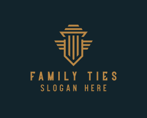 Shield Pillar Wings logo design