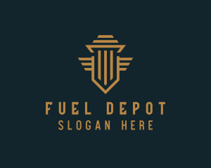 Shield Pillar Wings logo design