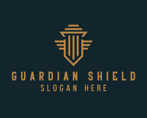 Shield Pillar Wings logo design