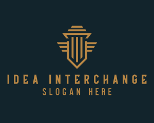 Shield Pillar Wings logo design