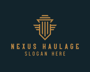 Shield Pillar Wings logo design