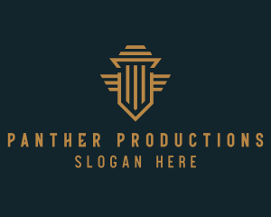 Shield Pillar Wings logo design